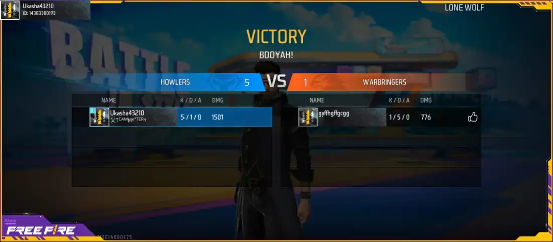 Ukasha vs Huzaifa victory screen, 5-1